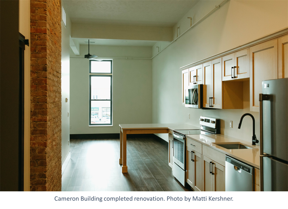 Completed interior renovation in the Cameron building.