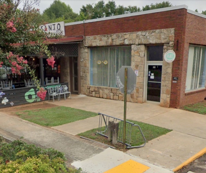 Exterior photo of a brick building in Downtown Avondale Estates