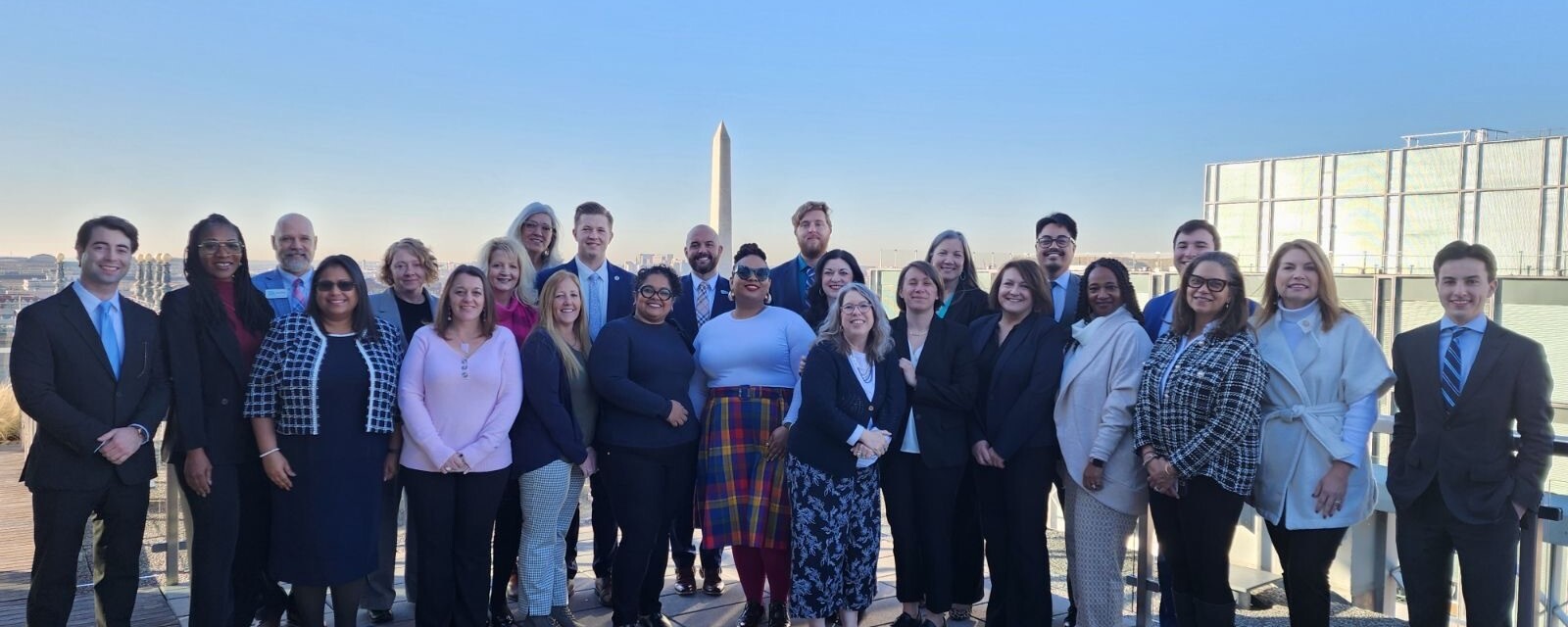 Participant's at Main Street America's second annual Hill Day pose in front of the Washington Monument