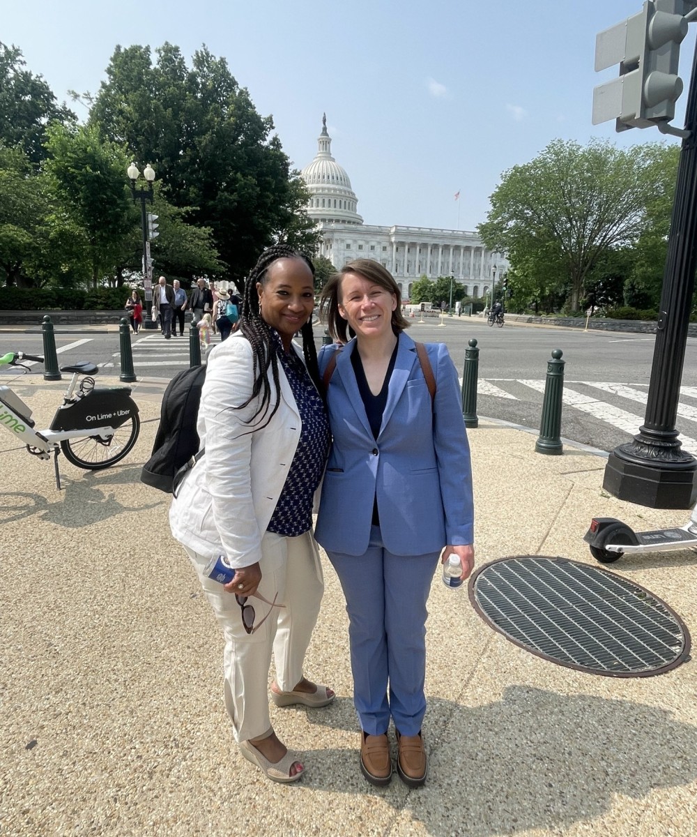 Amanda Elliott and Kelly Humrichouser in Washington D.C. with U.S. Capitol in the background.