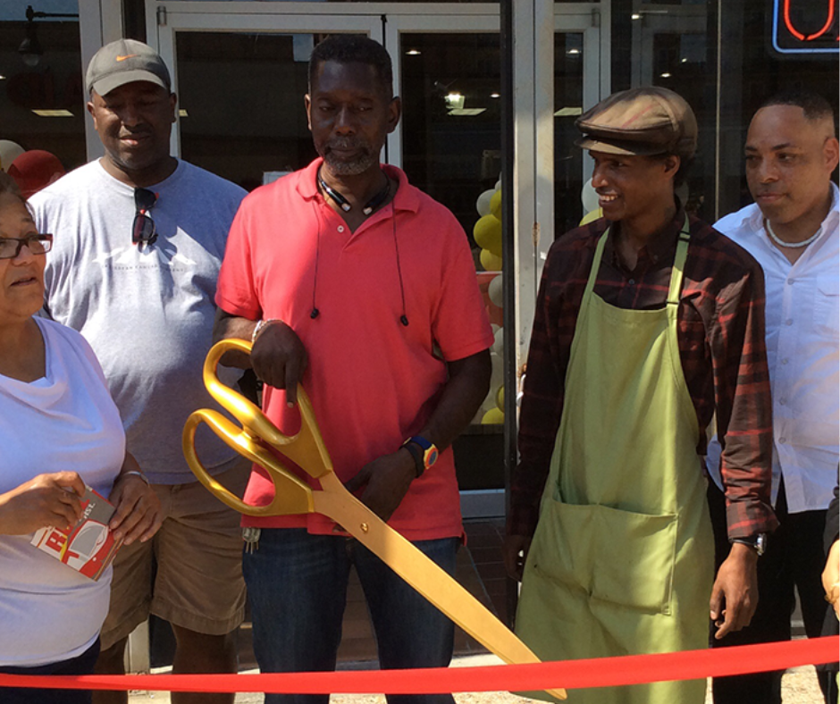 Ribbon cutting at a business in H Street