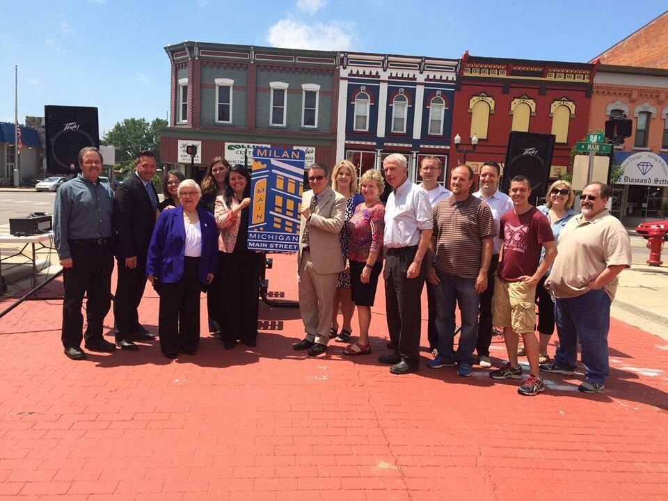 Main Street leaders pose in Milan, Michigan