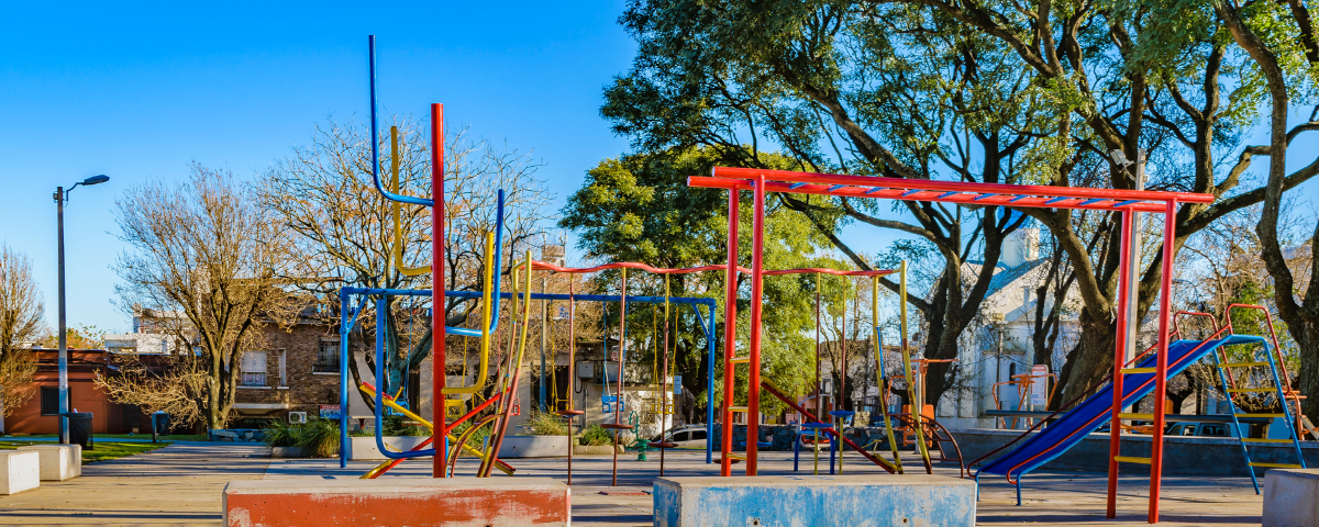 Playground with colorful play structures