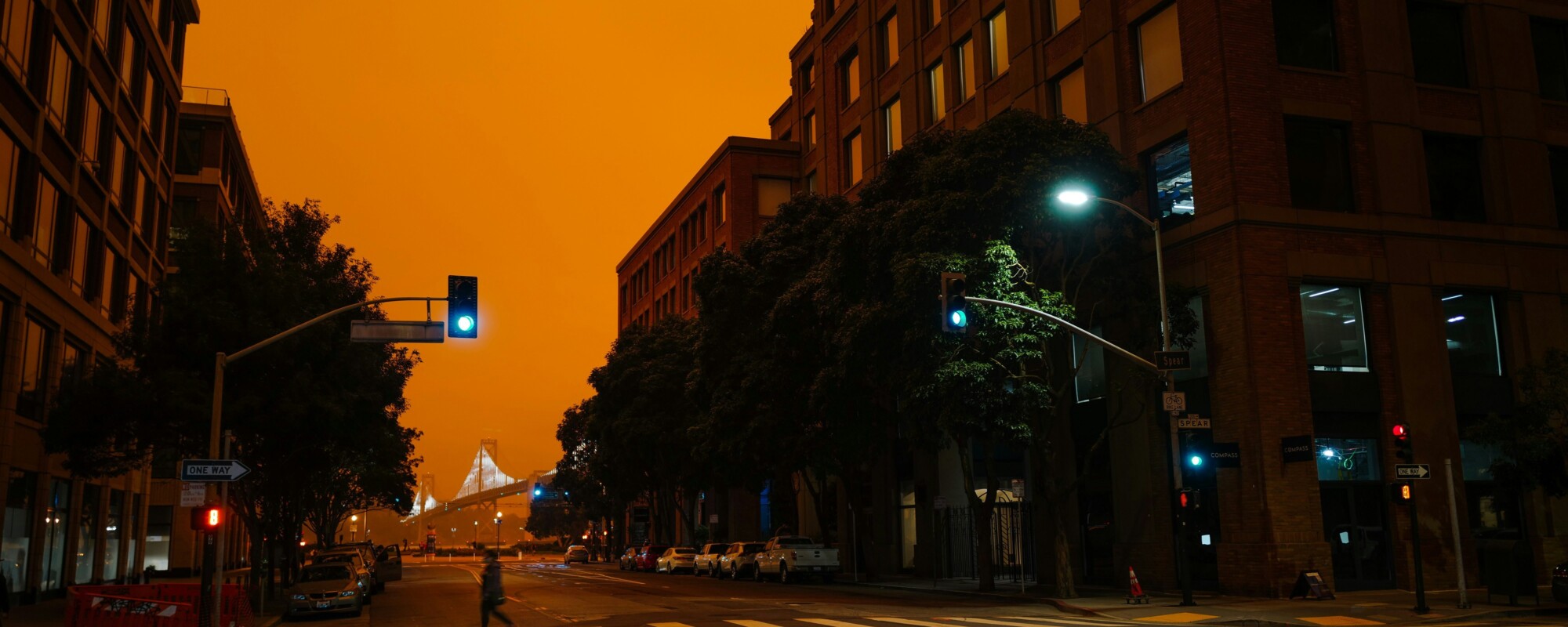 Smoke and red skies during wildfires in California