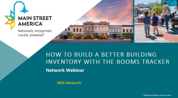 Cover slide reading "HOW TO BUILD A BETTER BUILDING INVENTORY WITH THE BOOMS TRACKER​"