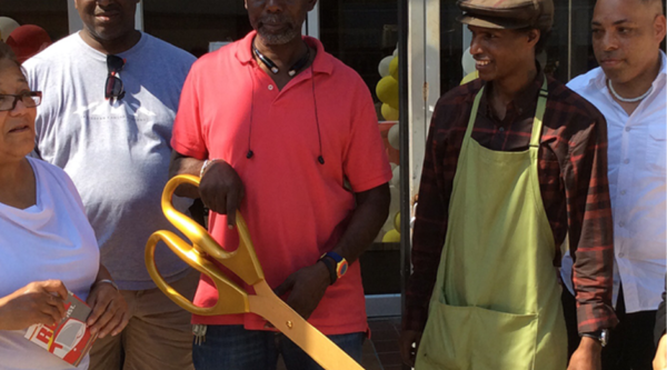 Ribbon cutting at a business in H Street