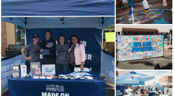 Team members from OneMain Financial, Historic Downtown Prosser, Washington Main Street, and the National Main Street Center greeted guests at the Made on Main Street event on September 9, 2018. (Photo credits: Norma Ramirez de Miess and Natalie Lucci Photography)