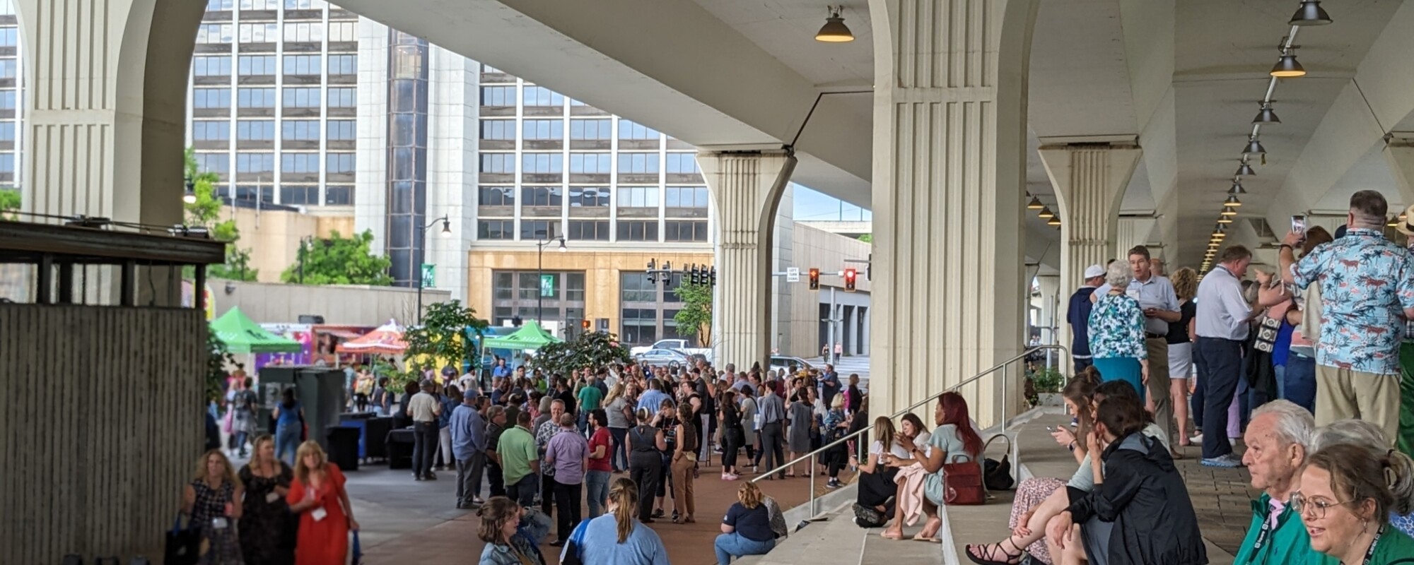 The space under an overpass that as been converted into a vibrant public space