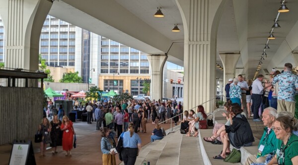 The space under an overpass that as been converted into a vibrant public space