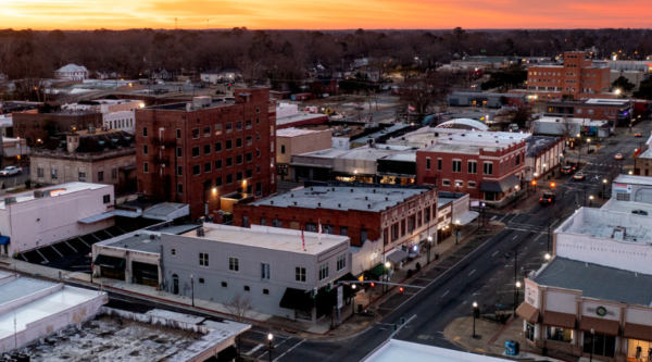 Aerial photo of downtown Ruston, Louisiana