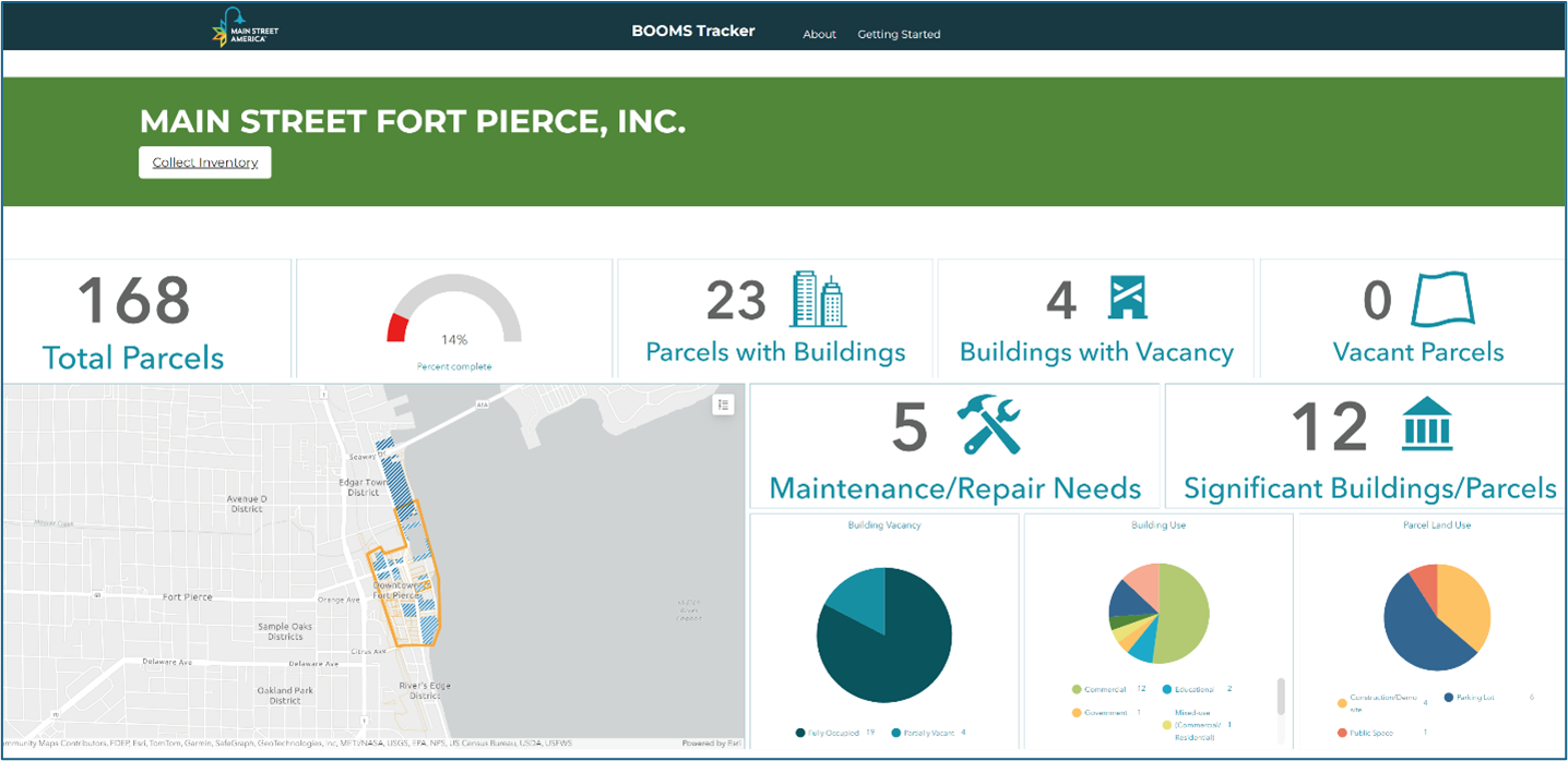 BOOMS Tracker dashboard featuring Main Street Fort Pierce.