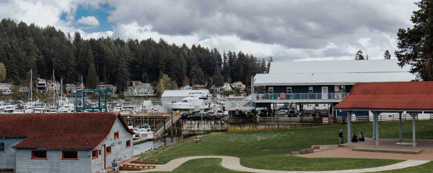 Docks and boathouses along Gig Harbor's waterfront