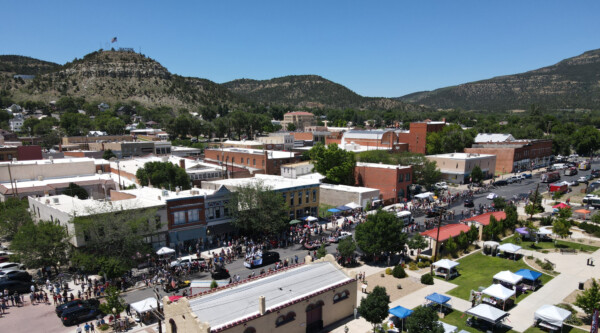 Aerial photograph of a small town in New Mexico
