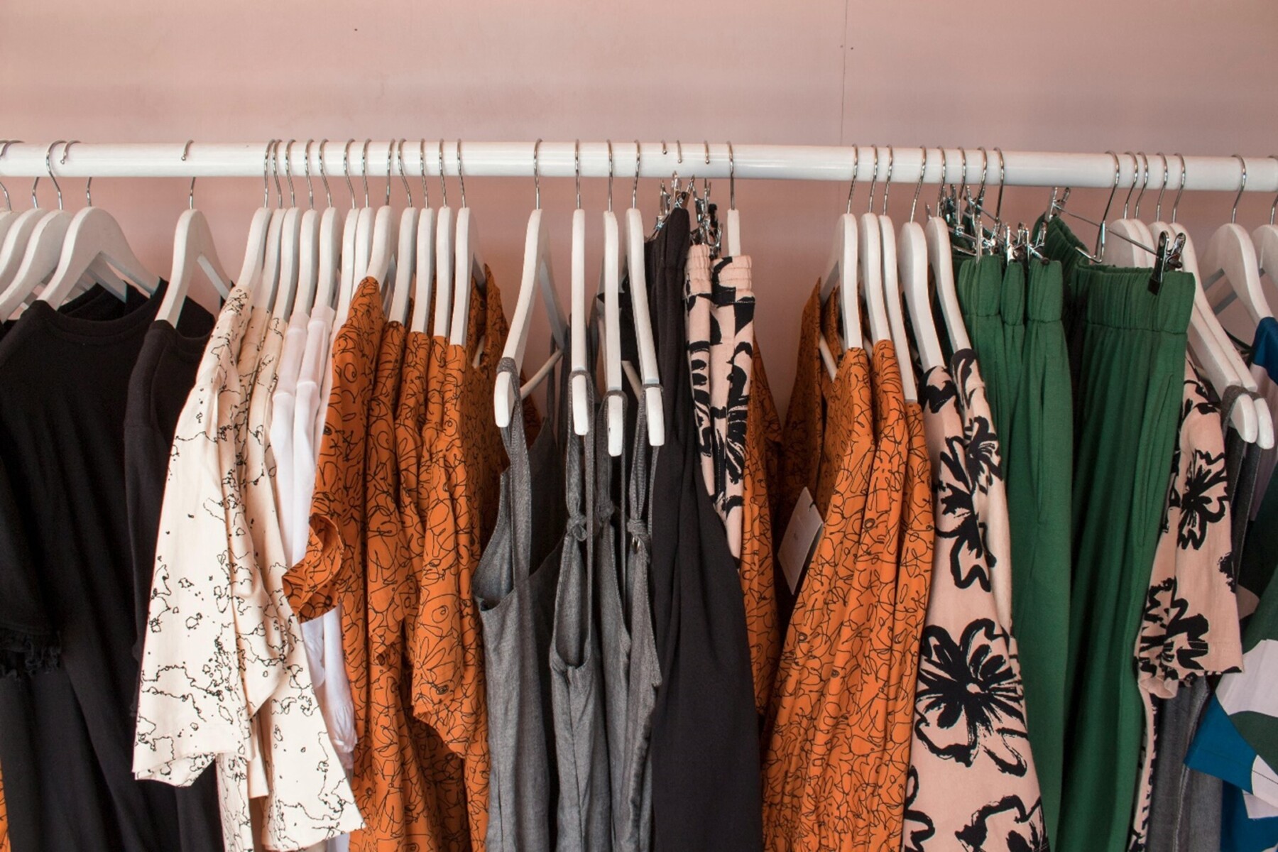 A rack of trendy clothing