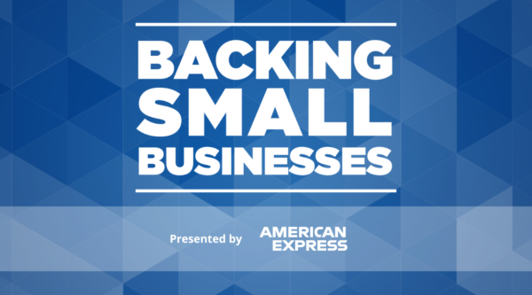 Designed image reading, "Backing Small Businesses presented by American Express."