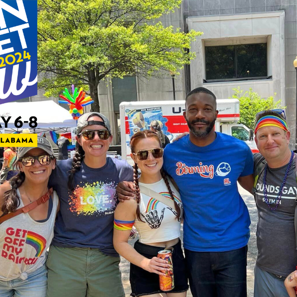 City of Birmingham Mayor Randall Woodfin (third from right) with attendees at the 2023 Pride Fest in Linn Park. Courtesy: Mayor Randall Woodfin Facebook page.