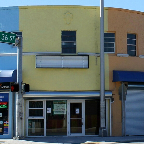 Colorful buildings on a downtown corner