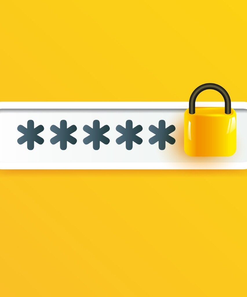 password protected icon with yellow background