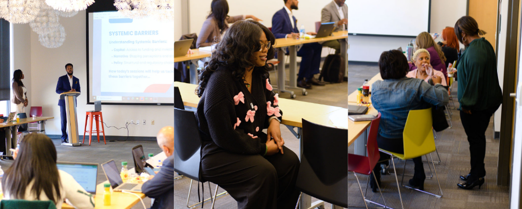Images of B3 small business owners and partners engaging at a workshop session
