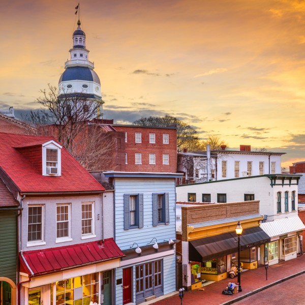 Aerial view of downtown Annapolis, Maryland.