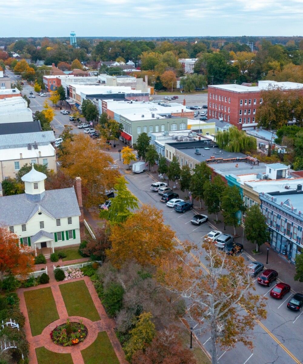 Aerial of Edenton, North Carolina.