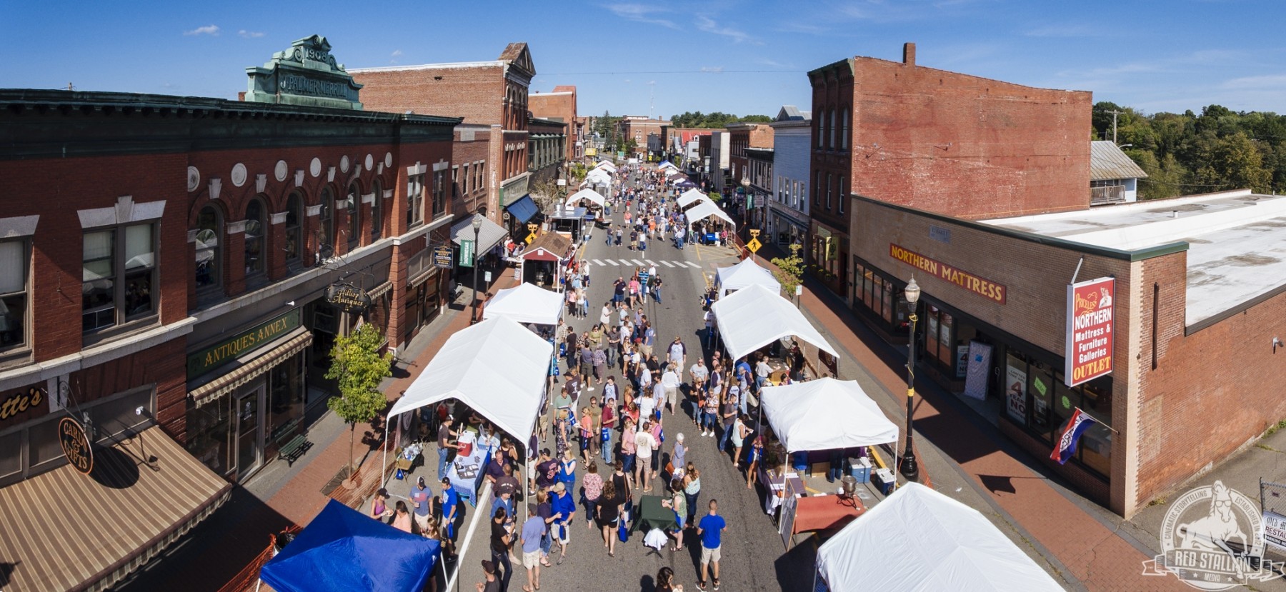 Aerial photo of downtown Skowhegan