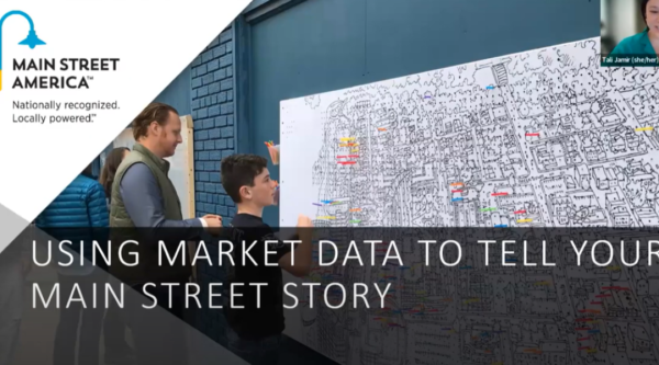 Using market data thumbnail featuring people participating in a community survey