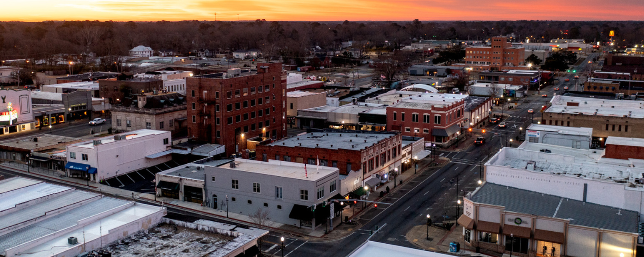 Aerial photo of downtown Ruston, Louisiana