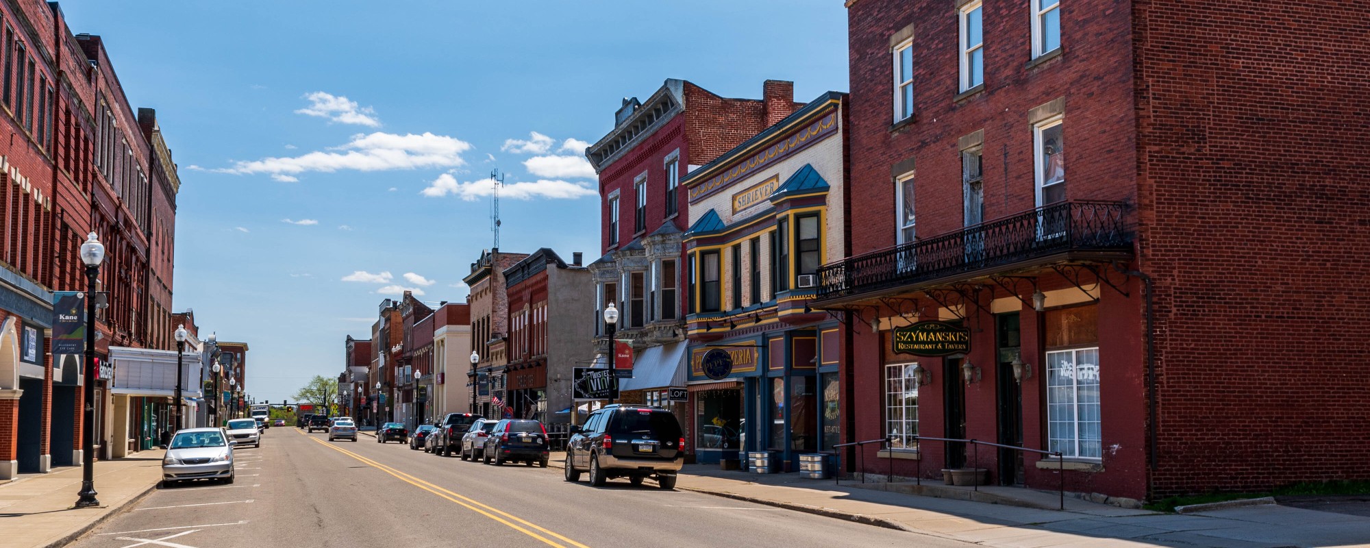 Historic Main Street with brick buildings