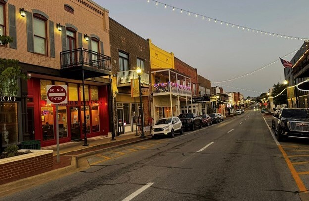 A historic Main Street with cute storefronts