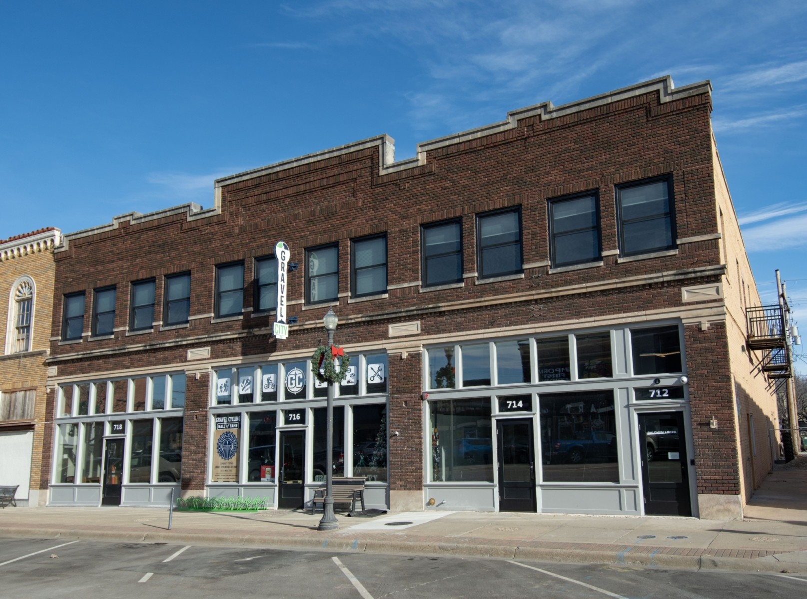 Historic brick building with detailed facade