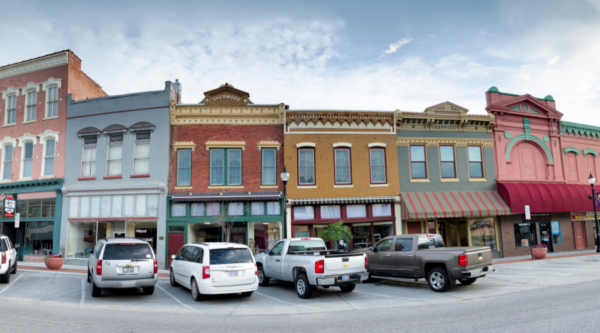 Historic buildings along a Main Street
