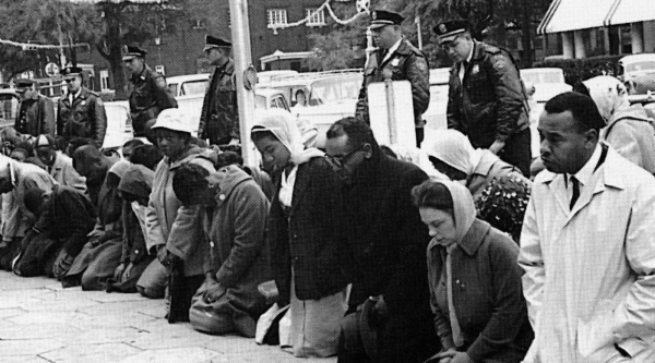 Black and white photo of civil rights protesters in Albany, Georgia