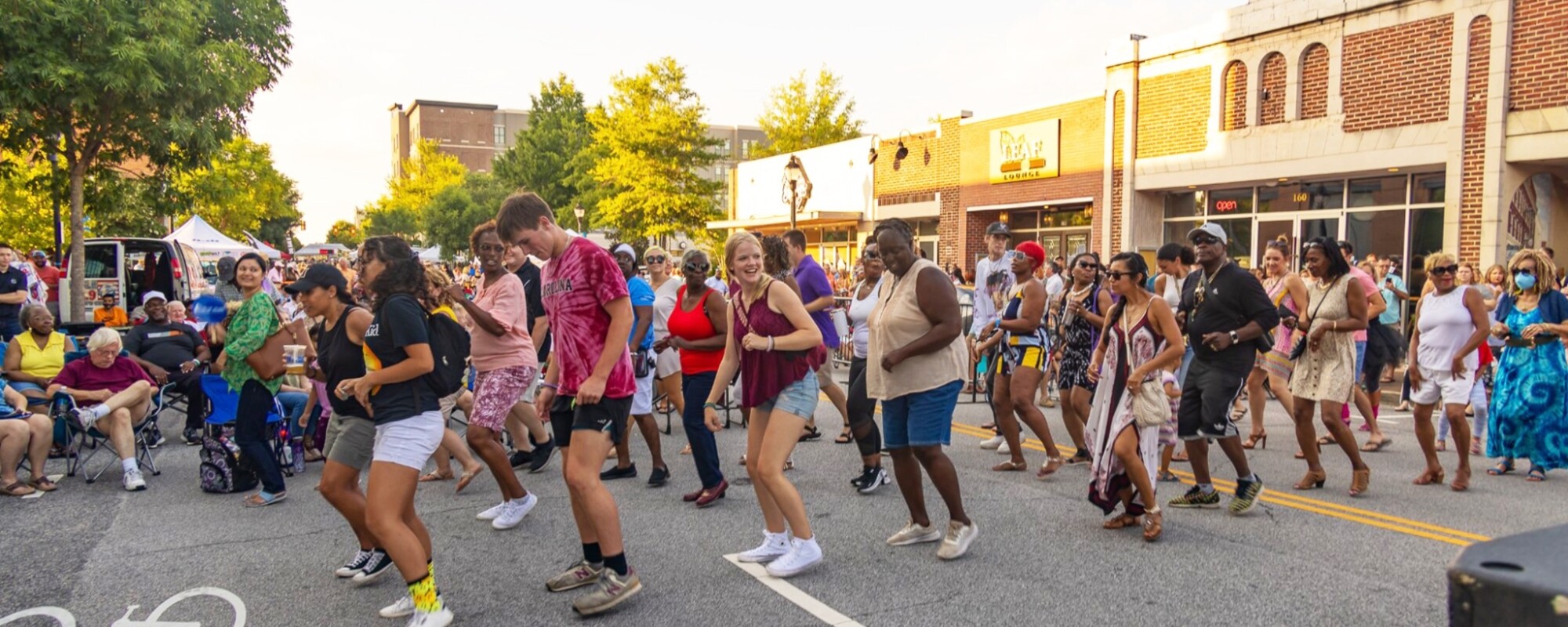 People dancing in the street in Florence, South Carolina.